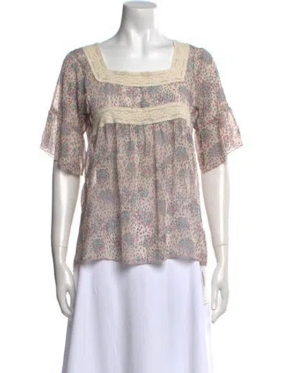 Pre-owned Mignon Paisley Print Square Neckline Blouse In Neutral