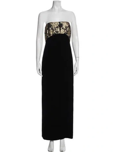 Pre-owned Mignon Patterned Long Dress In Black
