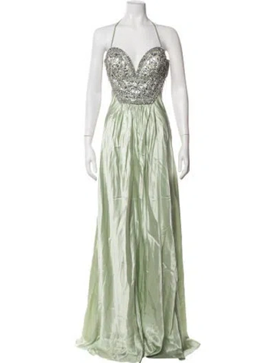 Pre-owned Mignon Silk Long Dress In Green