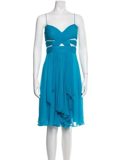 Pre-owned Mignon Silk Mini Dress In Blue