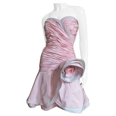 Pre-owned Mignon Strapless Bustier Dress With Large Flower In Gray