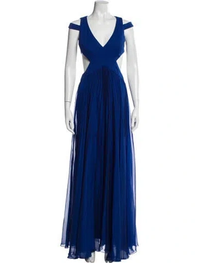 Pre-owned Mignon V-neck Long Dress In Blue