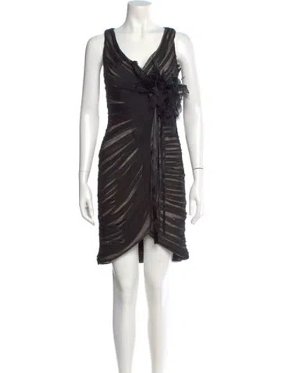 Pre-owned Mignon V-neck Mini Dress In Black
