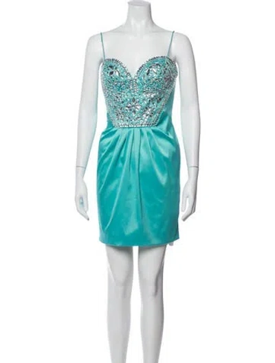 Pre-owned Mignon V-neck Mini Dress In Blue
