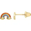 Mignonette Kid's Rainbow Stud Earrings In Gold