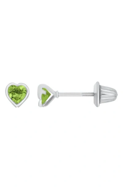 Mignonette Babies'  Kids' August Birthstone Stud Earrings In Green