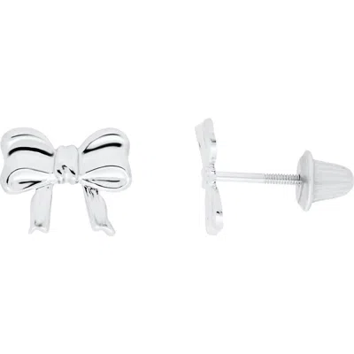 Mignonette Babies'  Kids' Bow Stud Earrings In Silver