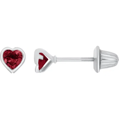 Mignonette Babies'  Kids' July Birthstone Stud Earrings In Red