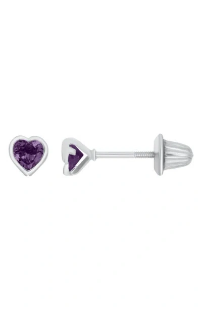 Mignonette Babies'  Kids' June Birthstone Stud Earrings In Purple