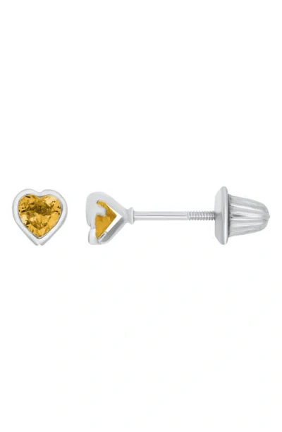 Mignonette Babies'  Kids' November Birthstone Stud Earrings In Yellow