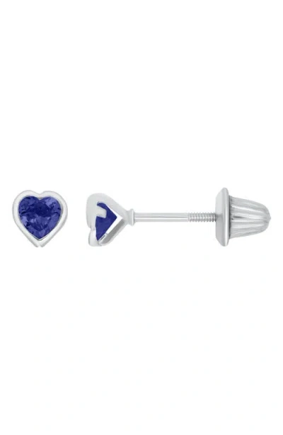 Mignonette Babies'  Kids' September Birthstone Stud Earrings In Blue