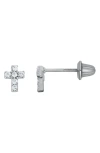 Mignonette Sterling Silver & Cubic Zirconia Cross Stud Earrings