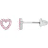 Mignonette Sterling Silver & Cubic Zirconia Heart Stud Earrings