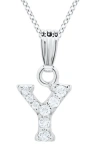 Mignonette Babies'  White Topaz Pavé Initial Pendant Necklace