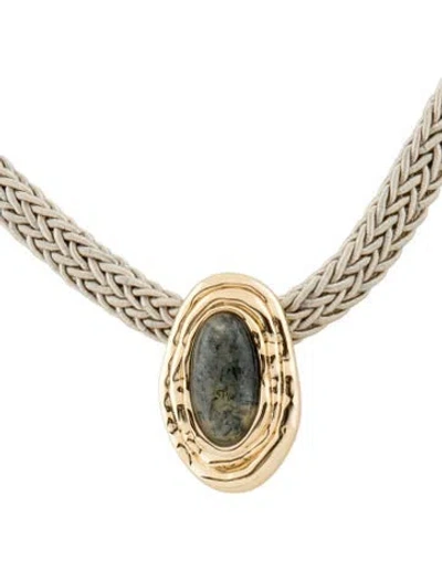 Pre-owned Mignonne Gavigan Antonella Pendant Necklace, 18" In Green/white/yellow