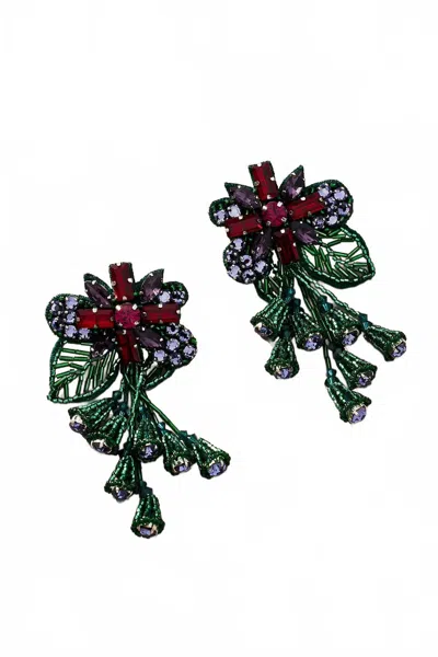 Mignonne Gavigan Athena Floral Earrings In Multi In Green