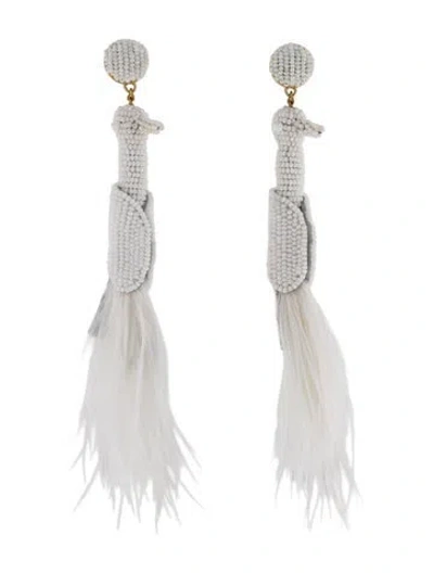 Pre-owned Mignonne Gavigan Bead & Feather Drop Earrings In Multi