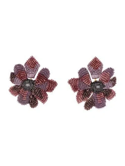 Pre-owned Mignonne Gavigan Bead & Leather Dulce Flower Drop Earrings In Multi