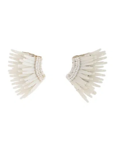 Pre-owned Mignonne Gavigan Bead, Leather & Sequin Mini Madeline Drop Earrings In White