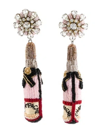 Pre-owned Mignonne Gavigan Bead Rose Champagne Drop Earrings In Multi
