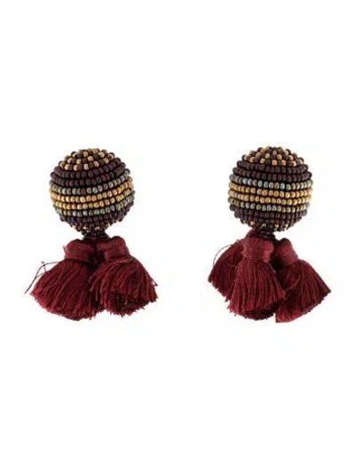 Pre-owned Mignonne Gavigan Bead Tassel Drop Earrings In Burgundy
