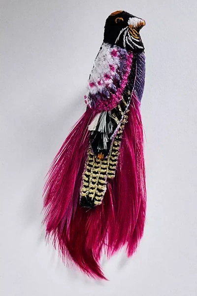 Mignonne Gavigan Black Headed Jay Bird Brooch In Purple