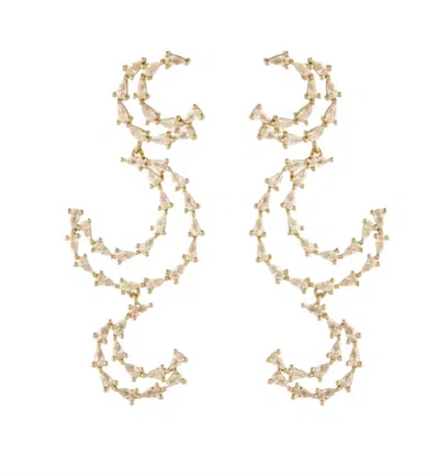 Mignonne Gavigan Women's Bryant Triple Drop Earrings In Clear / Gold In Silver