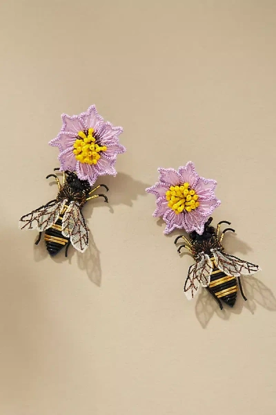 Mignonne Gavigan Bumble Bee Drop Earrings In Purple