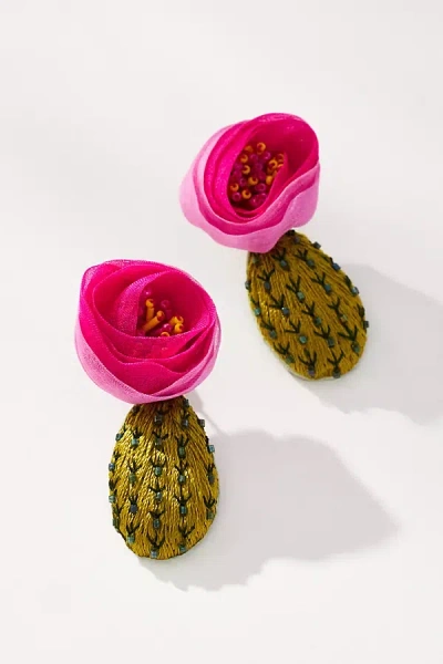 Mignonne Gavigan Cactus Flower Drop Earrings In Pink