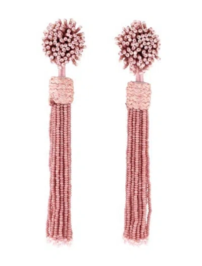 Pre-owned Mignonne Gavigan Cord & Beaded Lana Blush Tassel Drop Earrings In Pink