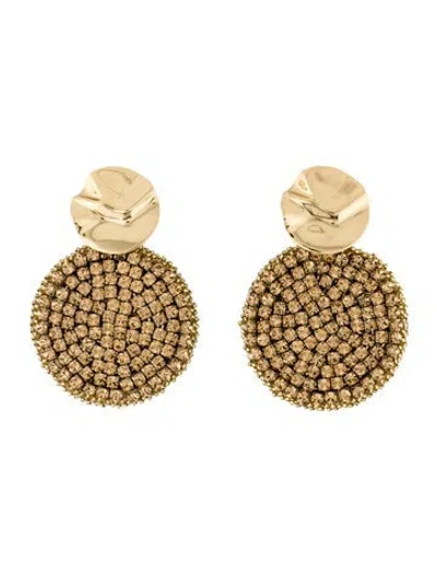Pre-owned Mignonne Gavigan Crystal & Bead Kaya Drop Earrings In Gold