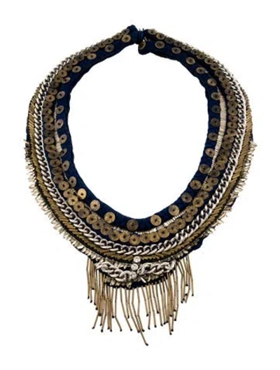 Pre-owned Mignonne Gavigan Crystal & Chiffon Petite Layne Collar Necklace, 26" In Multi