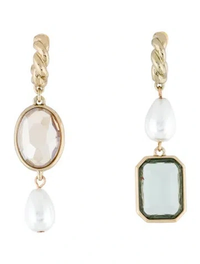 Pre-owned Mignonne Gavigan Crystal & Faux Pearl Leonie Drop Earrings In Multi