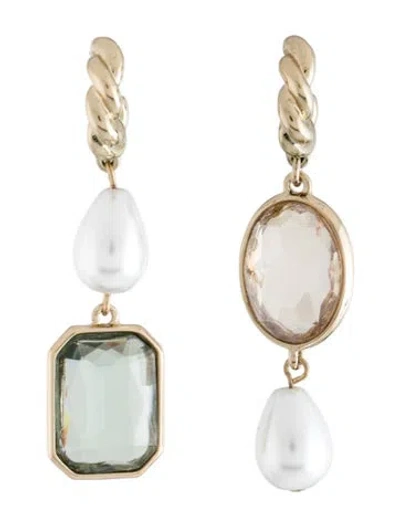 Pre-owned Mignonne Gavigan Crystal & Faux Pearl Leonie Drop Earrings In Multicolor