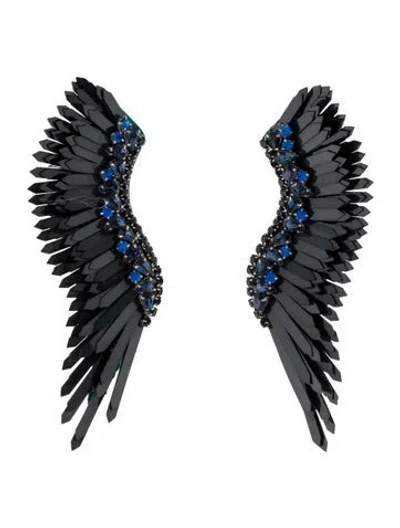 Pre-owned Mignonne Gavigan Crystal & Leather Madeline Drop Earrings In Multi