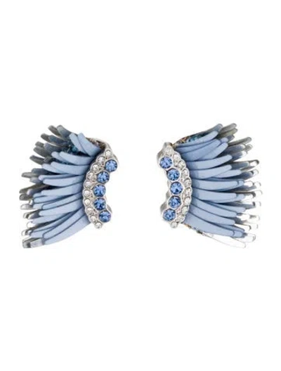 Pre-owned Mignonne Gavigan Crystal & Sequin Mini Madeline Drop Earrings In Blue