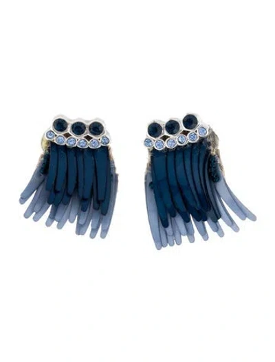 Pre-owned Mignonne Gavigan Crystal, Bead & Sequins Mini Madeline Drop Earrings In Blue
