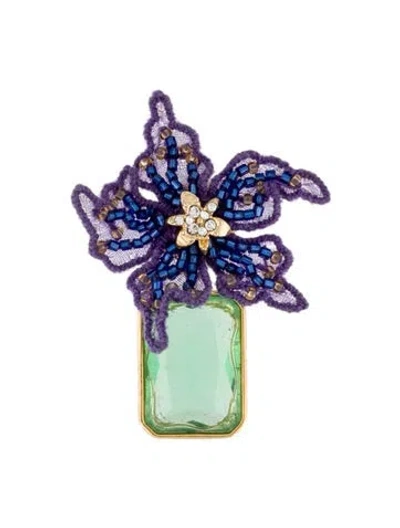 Pre-owned Mignonne Gavigan Crystal, Bead, & Thread Single Earring In Multi