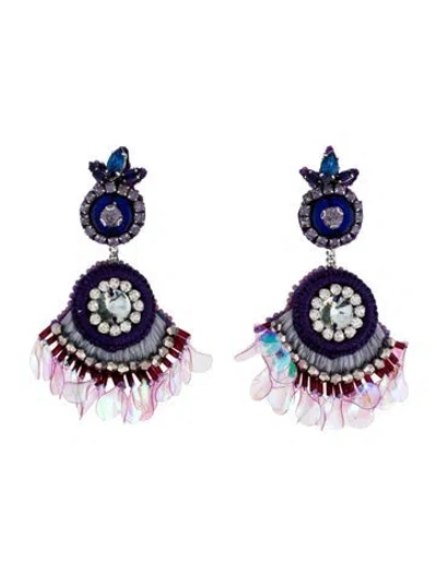 Pre-owned Mignonne Gavigan Crystal, Fabric, Plastic, Resin & Bead Drop Earrings