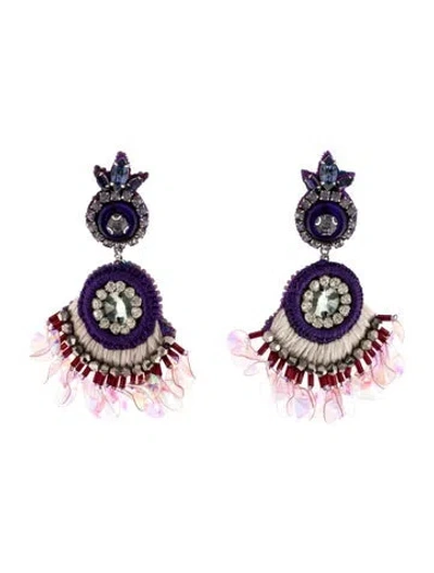 Pre-owned Mignonne Gavigan Crystal, Fabric, Plastic, Resin & Bead Drop Earrings In Multi
