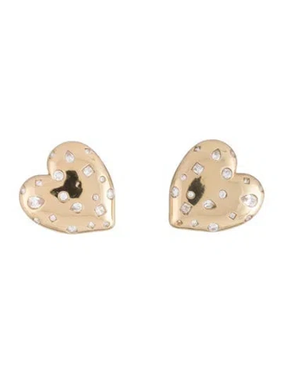 Pre-owned Mignonne Gavigan Crystal Heart Eros Stud Earrings In Multicolor