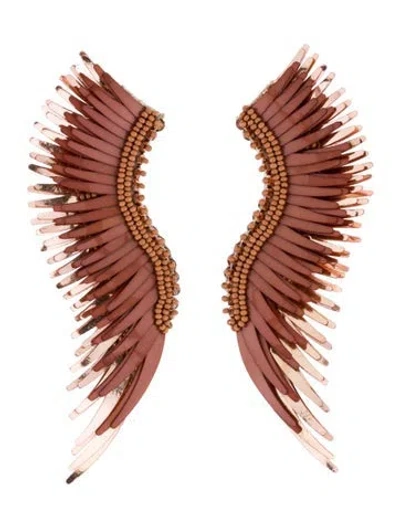 Pre-owned Mignonne Gavigan Crystal, Leather, Sequins & Beaded Madeline Drop Earrings In Brown