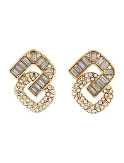 Pre-owned Mignonne Gavigan Crystal Link Stud Earrings In Clear