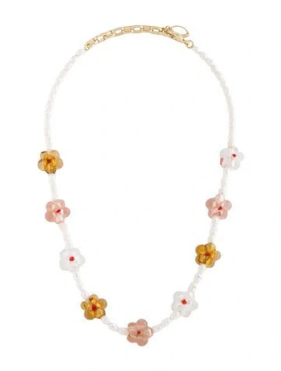 Pre-owned Mignonne Gavigan Cultured Pearl & Resin Collar Necklace, 18" In Multicolor