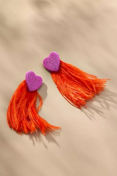 Mignonne Gavigan Cupid Fringe Earrings In Orange