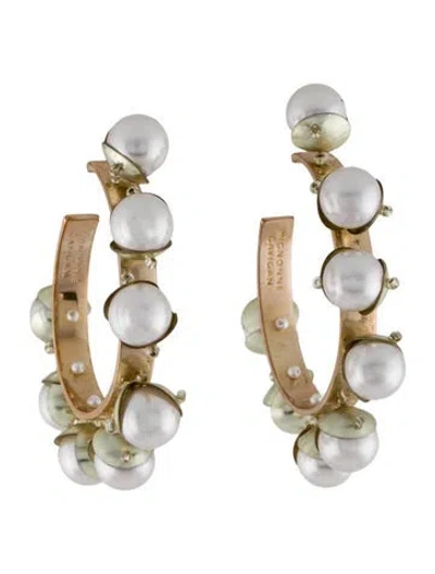 Pre-owned Mignonne Gavigan Delfina Faux Pearl Hoop Earrings In Multi