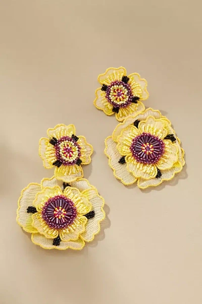 Mignonne Gavigan Double Flower Drop Earrings In Yellow