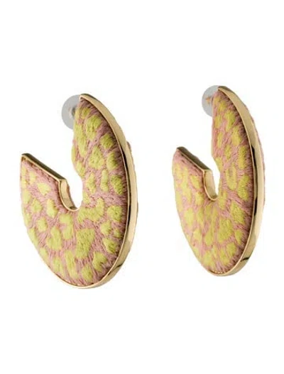 Pre-owned Mignonne Gavigan Embroidered Fiona Hoop Earrings In Multi
