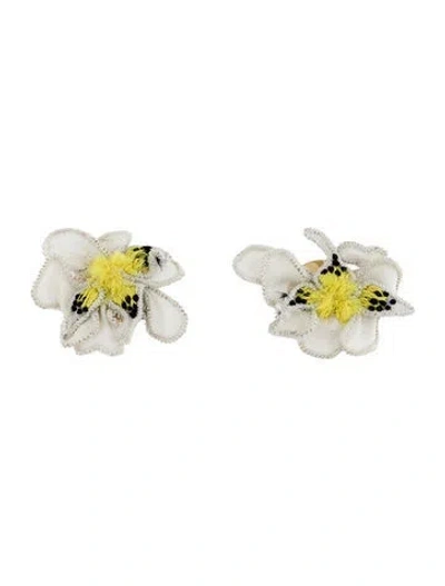 Pre-owned Mignonne Gavigan Embroidered Flower Stud Flower In Multi