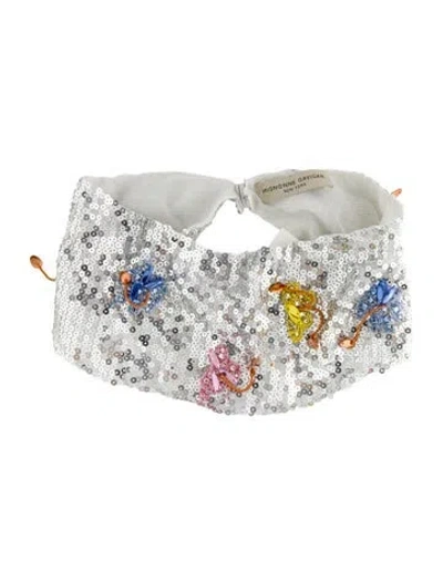 Pre-owned Mignonne Gavigan Fabric & Sequins Collar Necklace, 21" In Multi